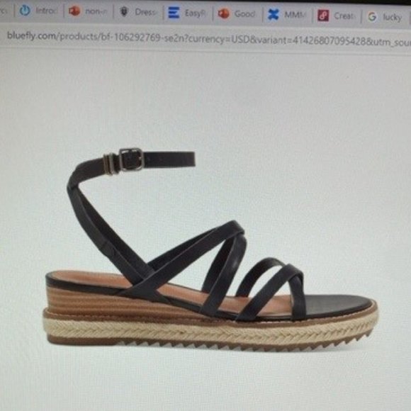 LUCKY BRAND NEMELLI WOMENS STRAPPY LEATHER ESPADRILLES (Black Essence) - Picture 3 of 3